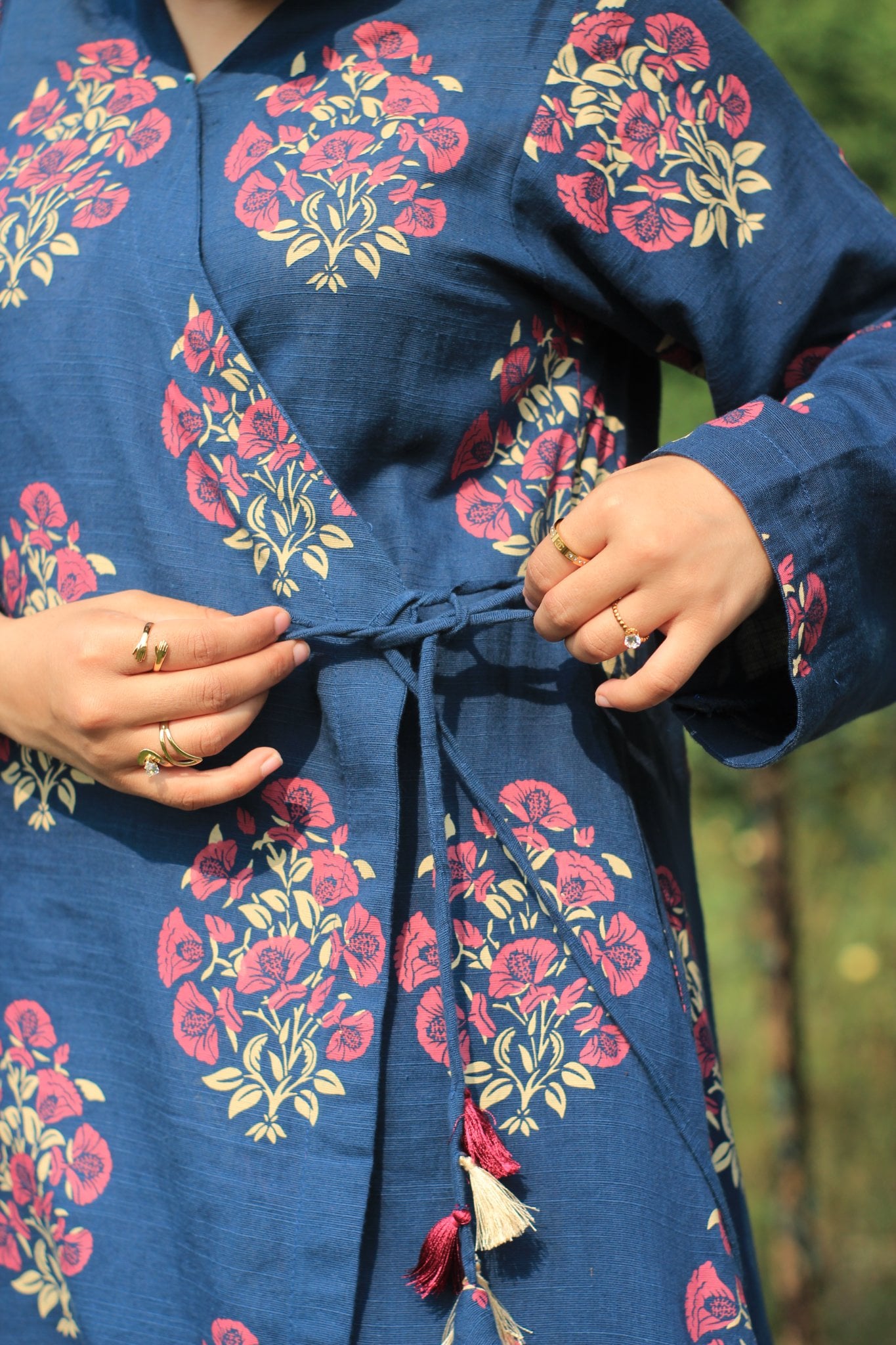 Midnight Bloom – Slub Khaddar Angrakha 3-Piece Suit